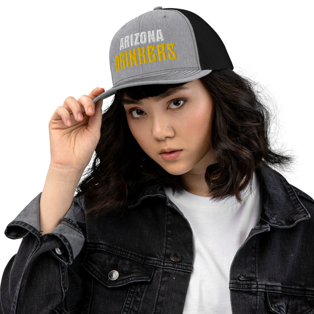 Trucker Cap with Arizona Drinkers in Yellow Color on Front