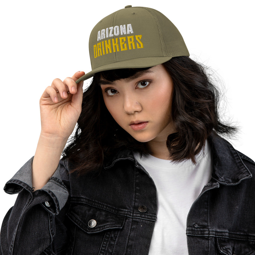 Trucker Cap with Arizona Drinkers in Yellow Color on Front