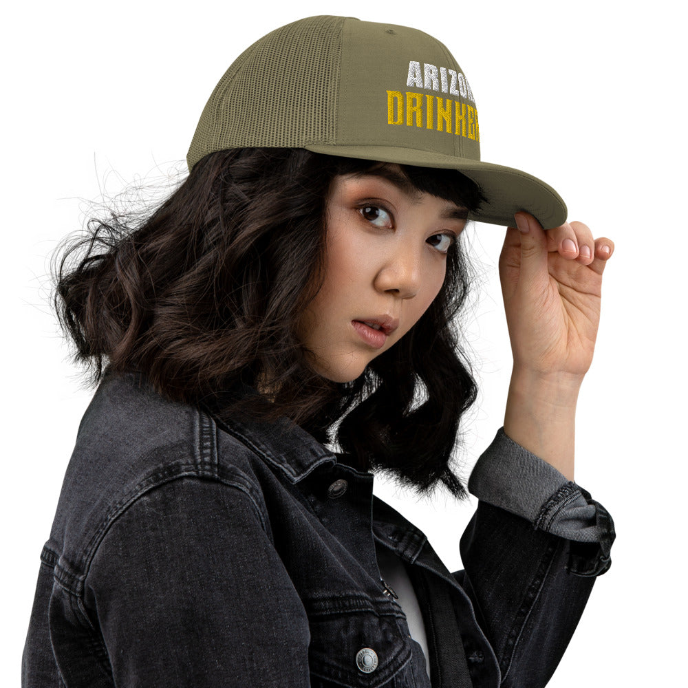 Trucker Cap with Arizona Drinkers in Yellow Color on Front
