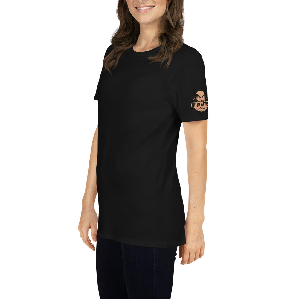 Short-Sleeve Unisex T-Shirt with Arizona drinkers logo on both sleeves