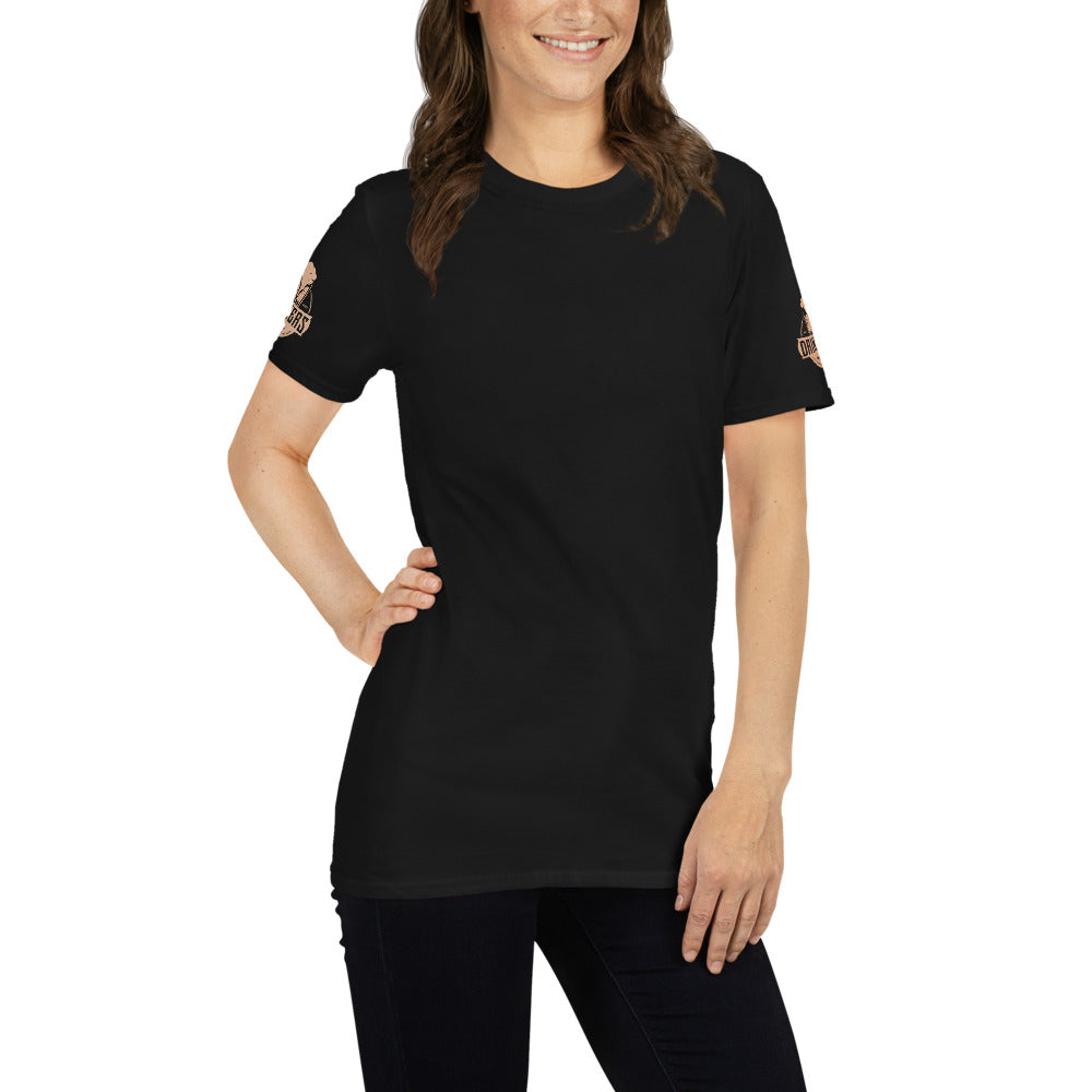 Short-Sleeve Unisex T-Shirt with Arizona drinkers logo on both sleeves