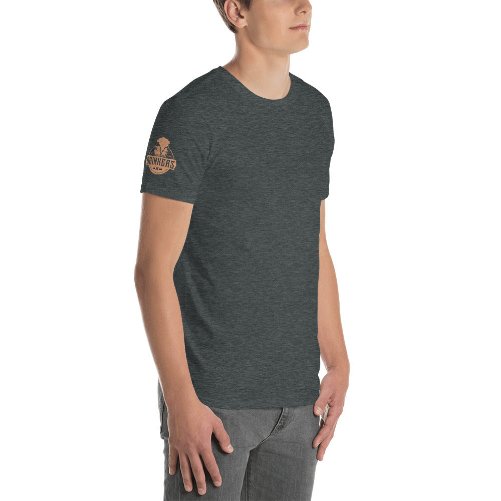 Short-Sleeve Unisex T-Shirt with arizona drinkers logo on both sleeves