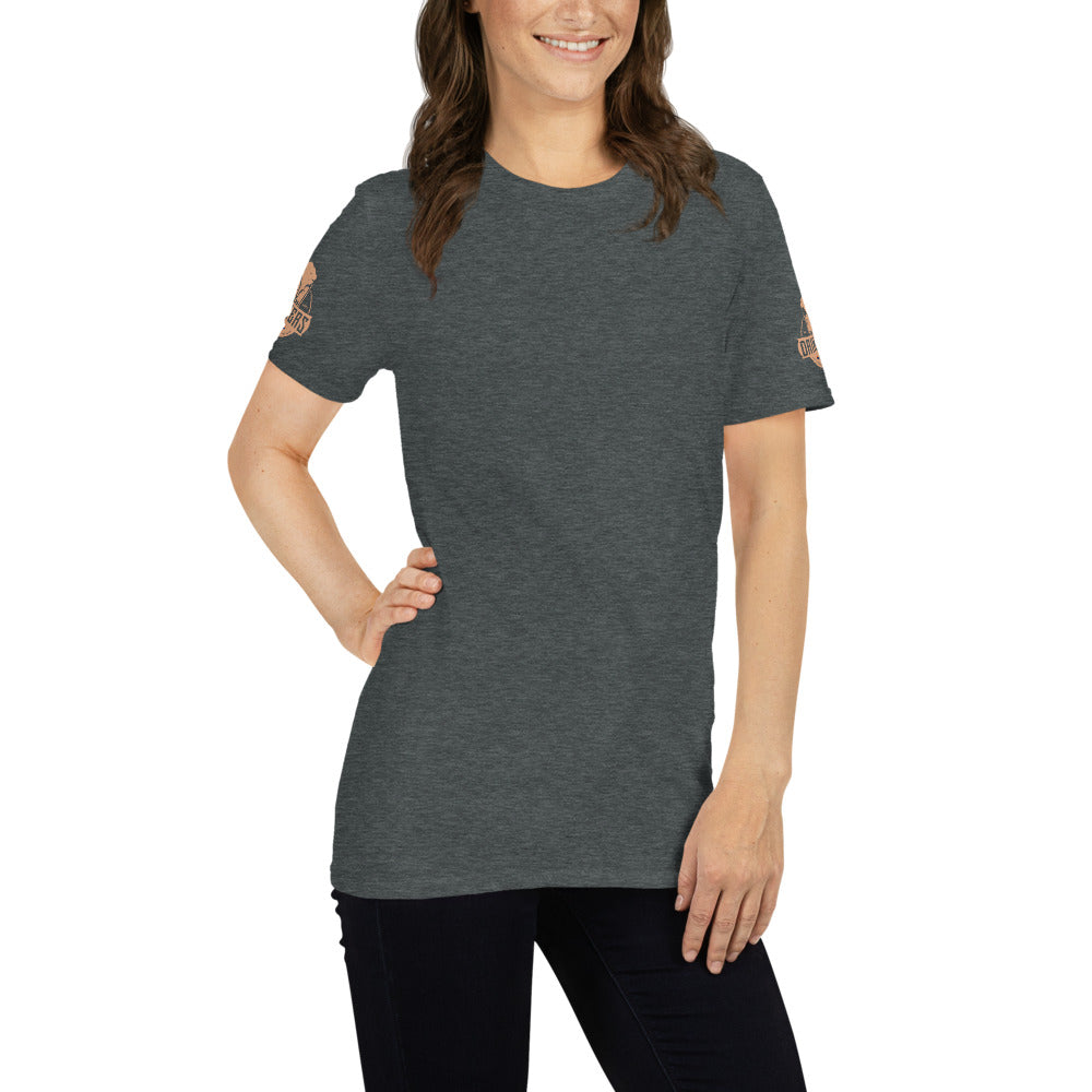 Short-Sleeve Unisex T-Shirt with Arizona drinkers logo on both sleeves