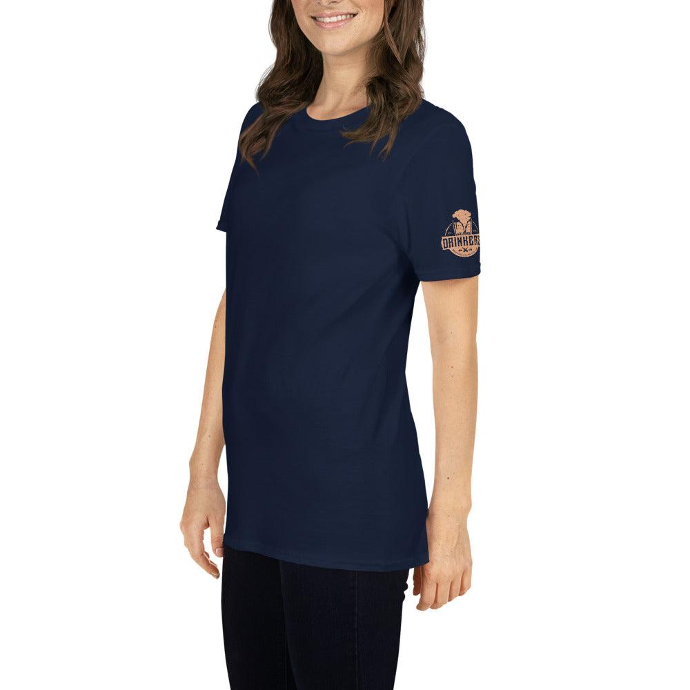Short-Sleeve Unisex T-Shirt with Arizona drinkers logo on both sleeves
