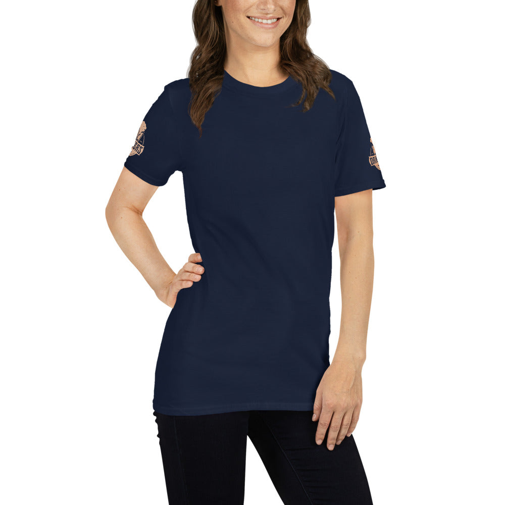 Short-Sleeve Unisex T-Shirt with Arizona drinkers logo on both sleeves
