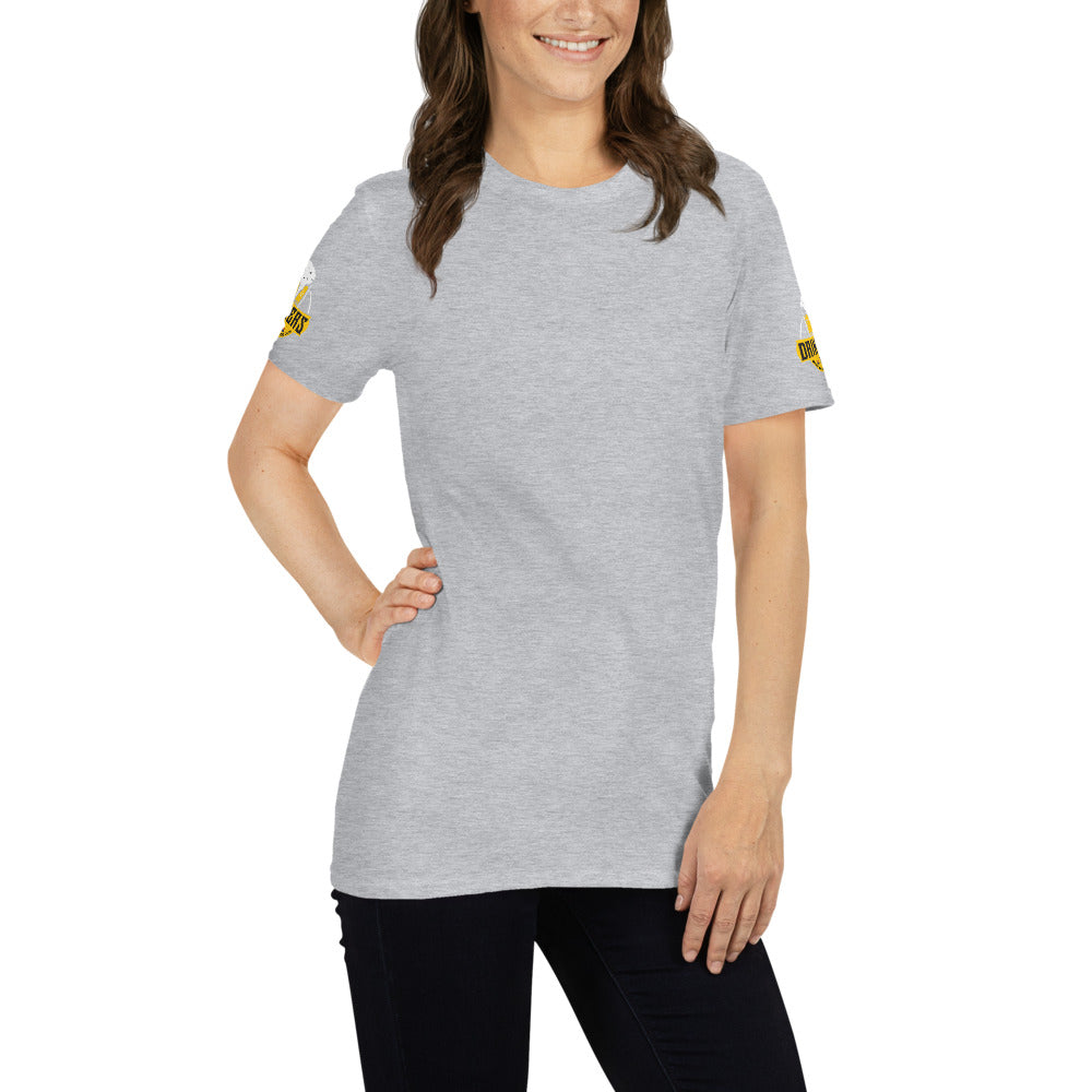 Short-Sleeve Unisex T-Shirt with Arizona drinkers logo on both sleeves