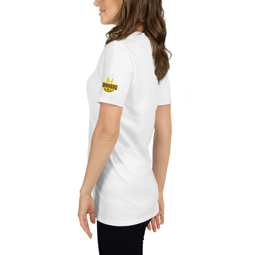 Short-Sleeve Unisex T-Shirt with Arizona drinkers logo on both sleeves