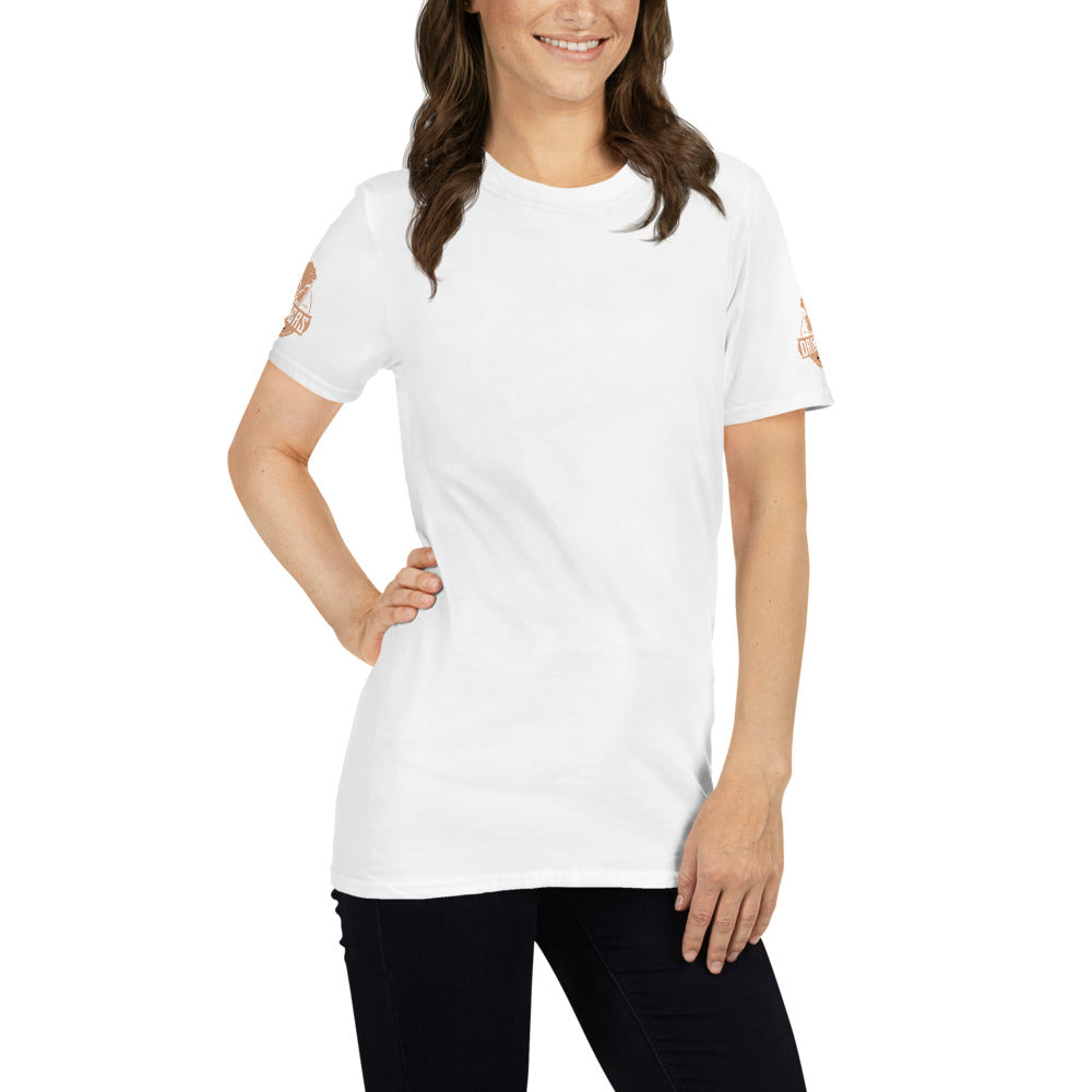 Short-Sleeve Unisex T-Shirt with Arizona drinkers logo on both sleeves