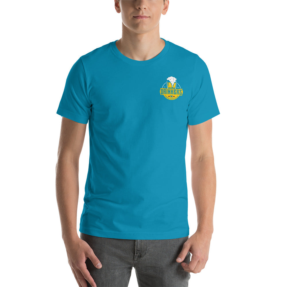 Short-Sleeve Unisex T-Shirt with Arizona Drinkers on Front and Drinkers Text on Back