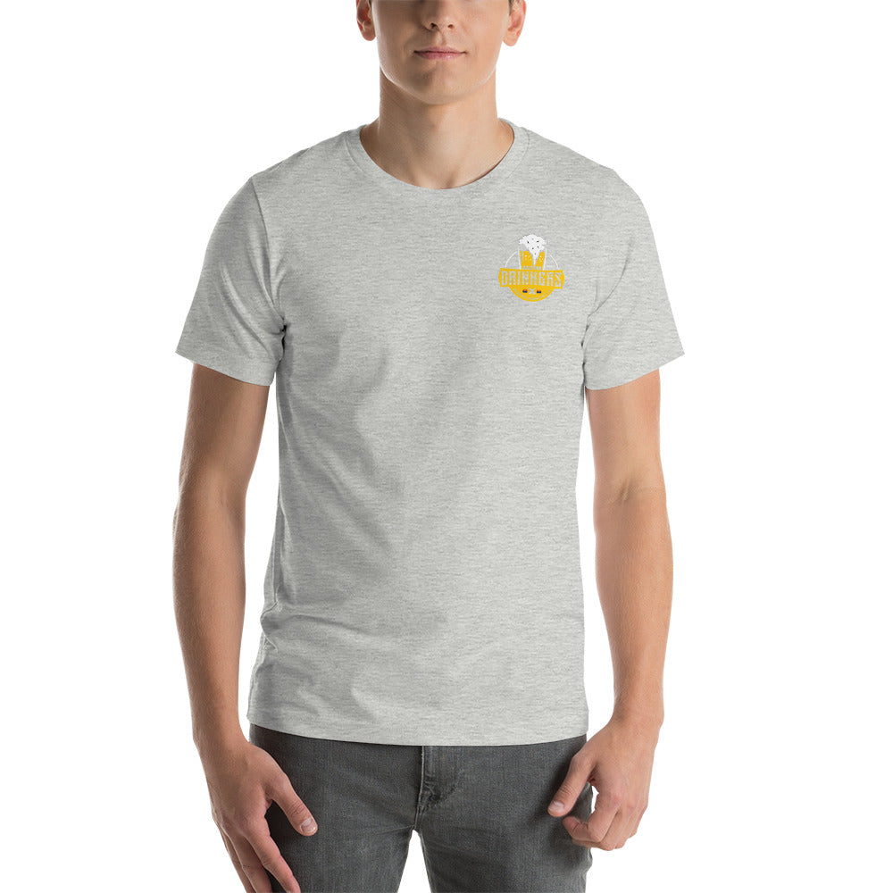Unisex t-shirt with Arizona Drinkers Logo on Front and Drinkers Text on Back