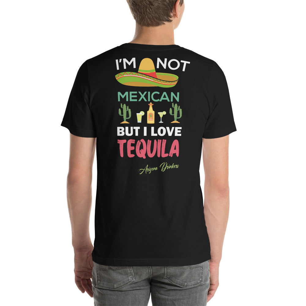 Short-sleeve unisex t-shirt with Arizona Drinkers Logo on Front and Drinkers Text on Back