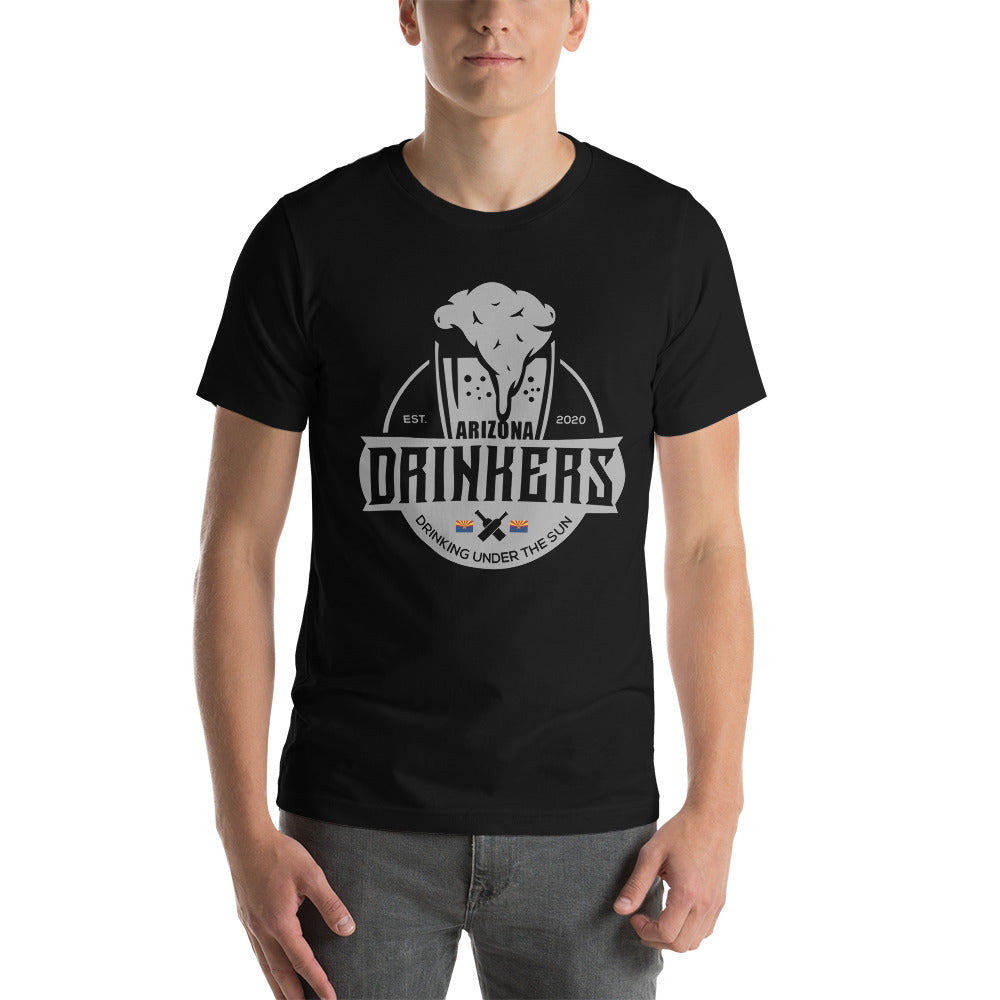Short-sleeve unisex t-shirt with Arizona Drinkers Logo On Front