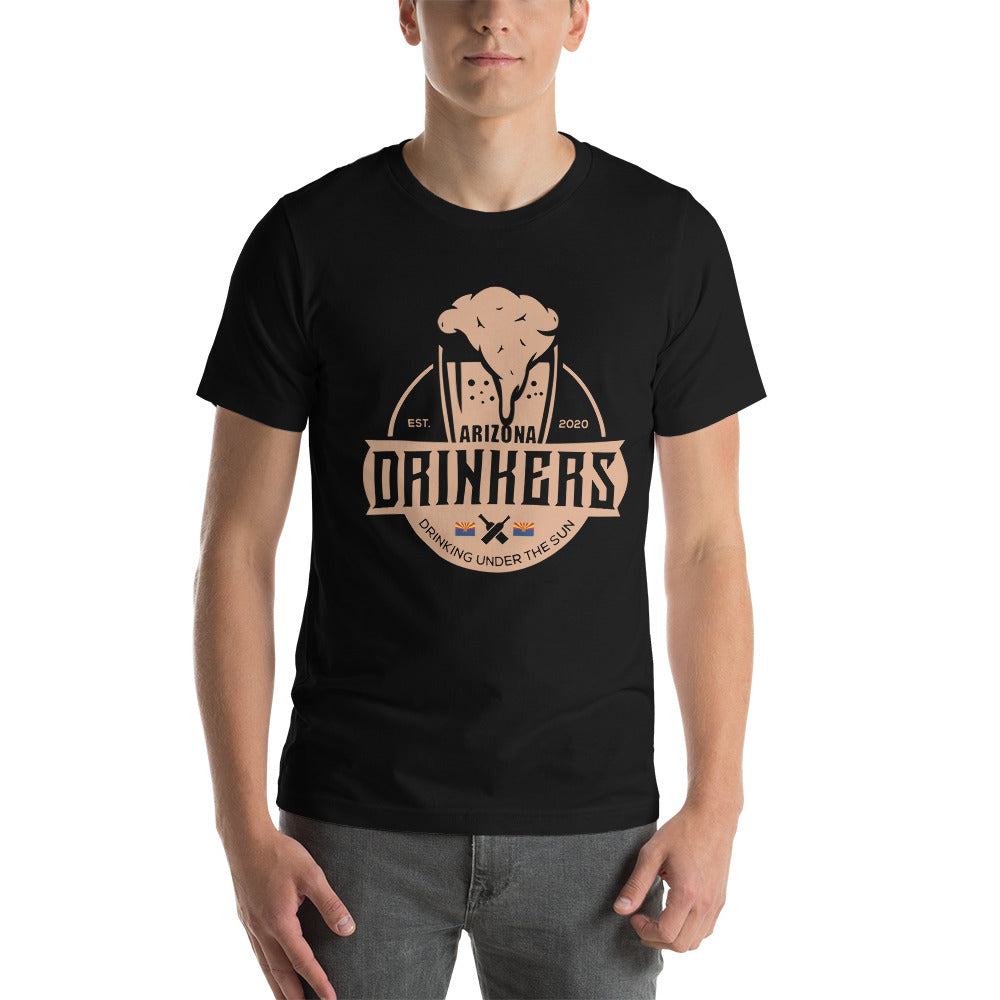 Short-sleeve unisex t-shirt with Arizona Drinkers Logo On Front