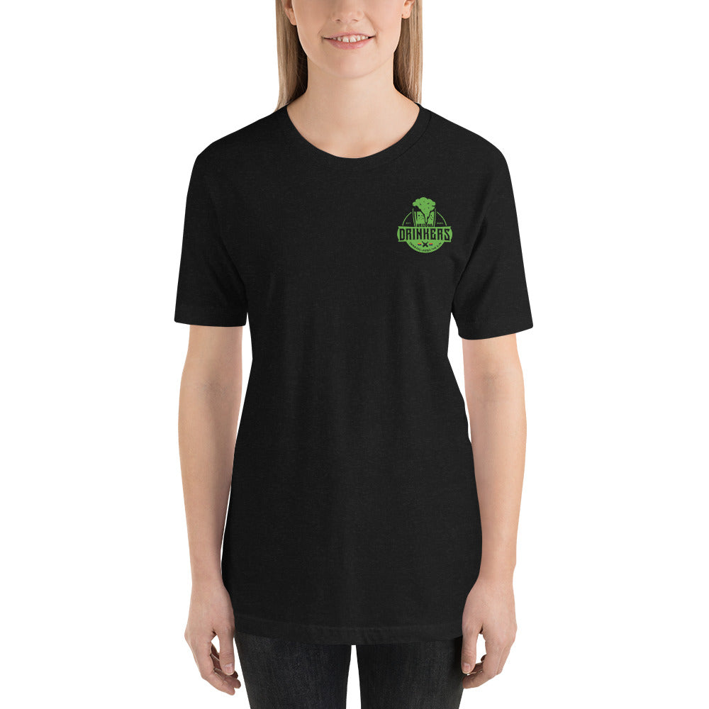 Short-Sleeve Unisex T-Shirt with Arizona Drinkers logo on Front and St Patrick's Text on back