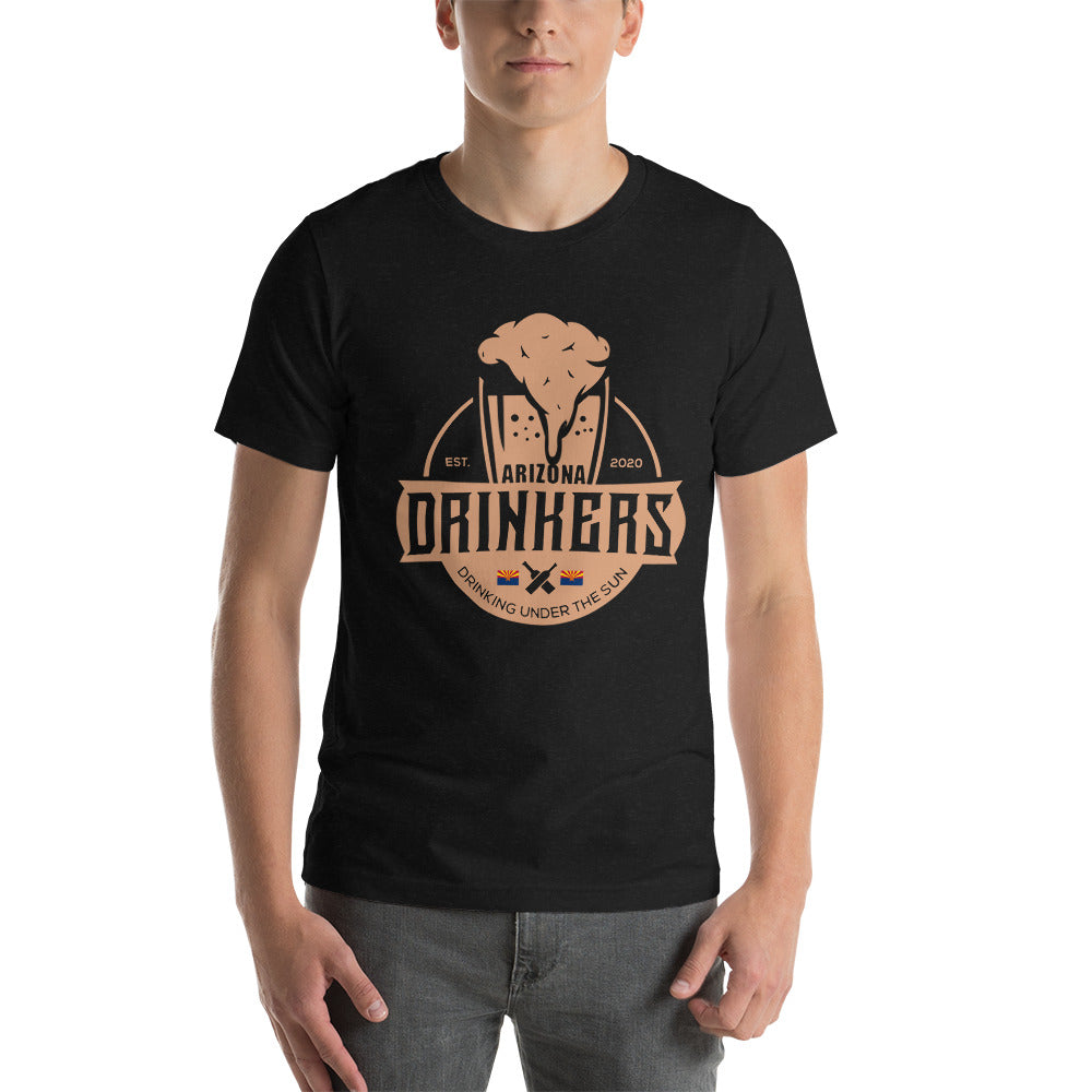 Short-sleeve unisex t-shirt with Arizona Drinkers Logo On Front