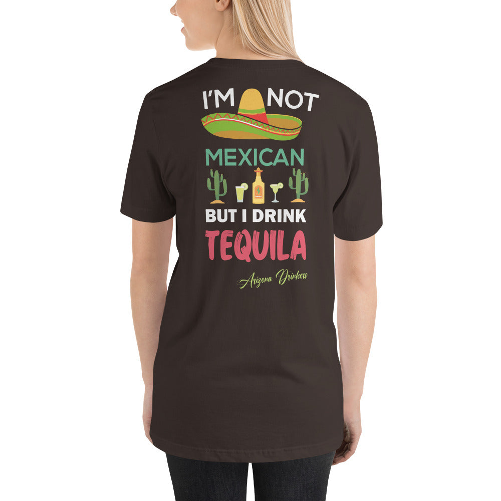 Short-sleeve unisex t-shirt with Arizona Drinkers logo on Front and Drinkers Text on Back