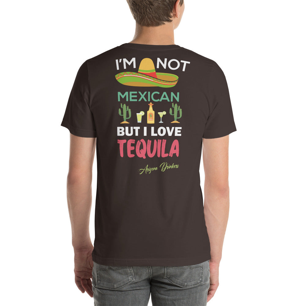 Short-sleeve unisex t-shirt with Arizona Drinkers Logo on Front and Drinkers Text on Back