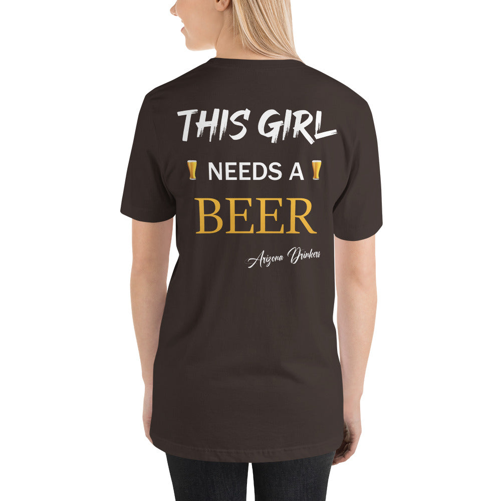 Unisex t-shirt with Arizona Drinkers logo on Front and Drinkers Text on Back