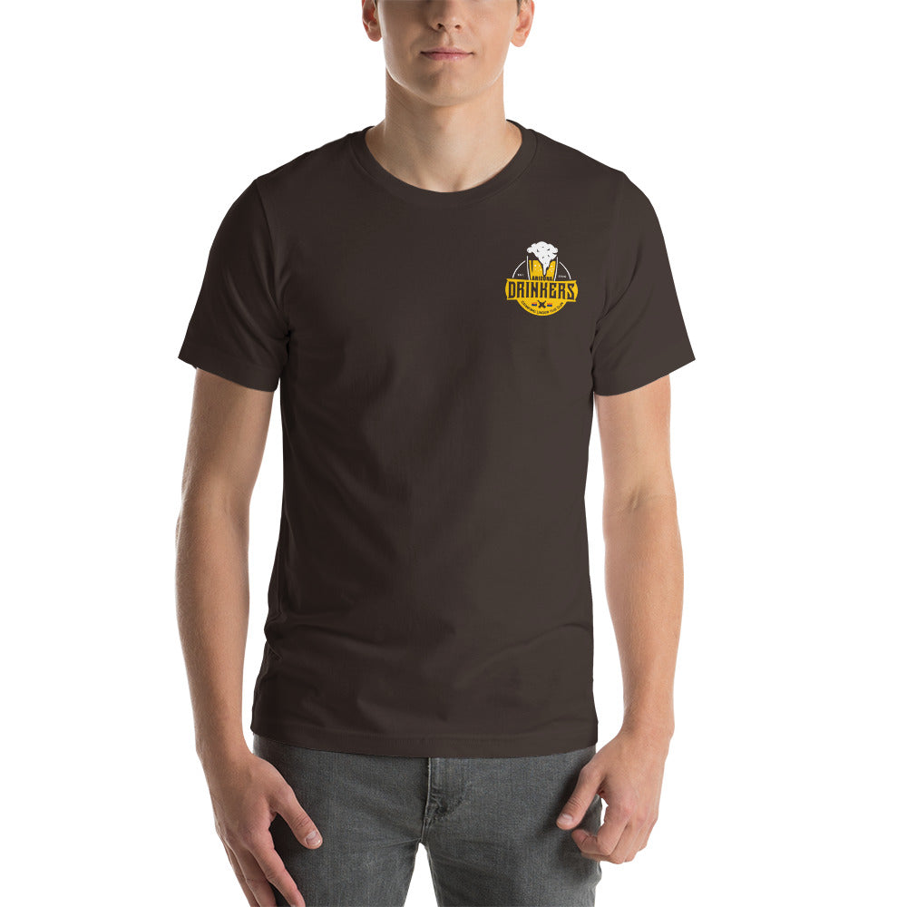 Short-Sleeve Unisex T-Shirt with Arizona Drinkers on Front and Drinkers Text on Back