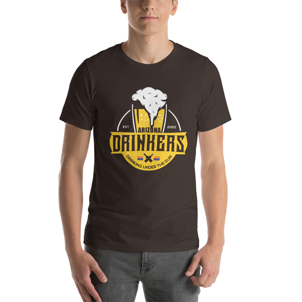 Short-sleeve unisex t-shirt with Arizona Drinkers Logo On Front