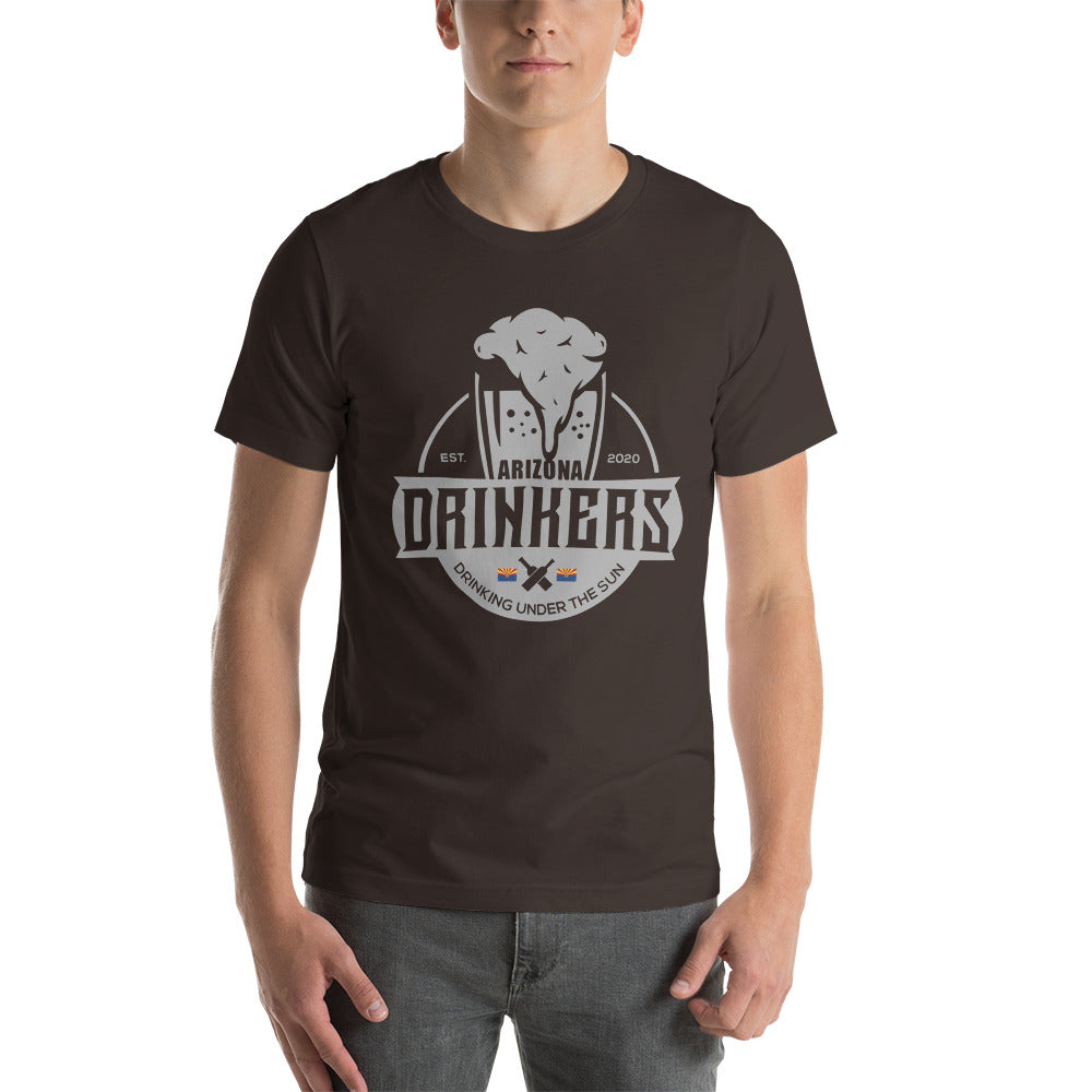 Short-sleeve unisex t-shirt with Arizona Drinkers Logo On Front