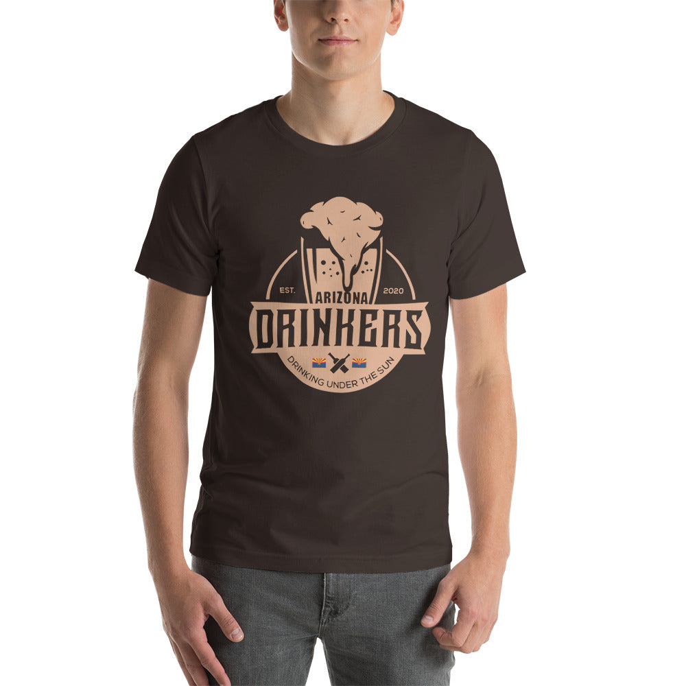 Short-sleeve unisex t-shirt with Arizona Drinkers Logo On Front