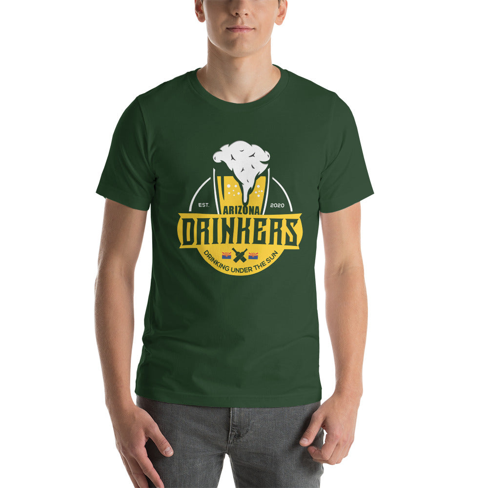 Short-sleeve unisex t-shirt with Arizona Drinkers Logo On Front