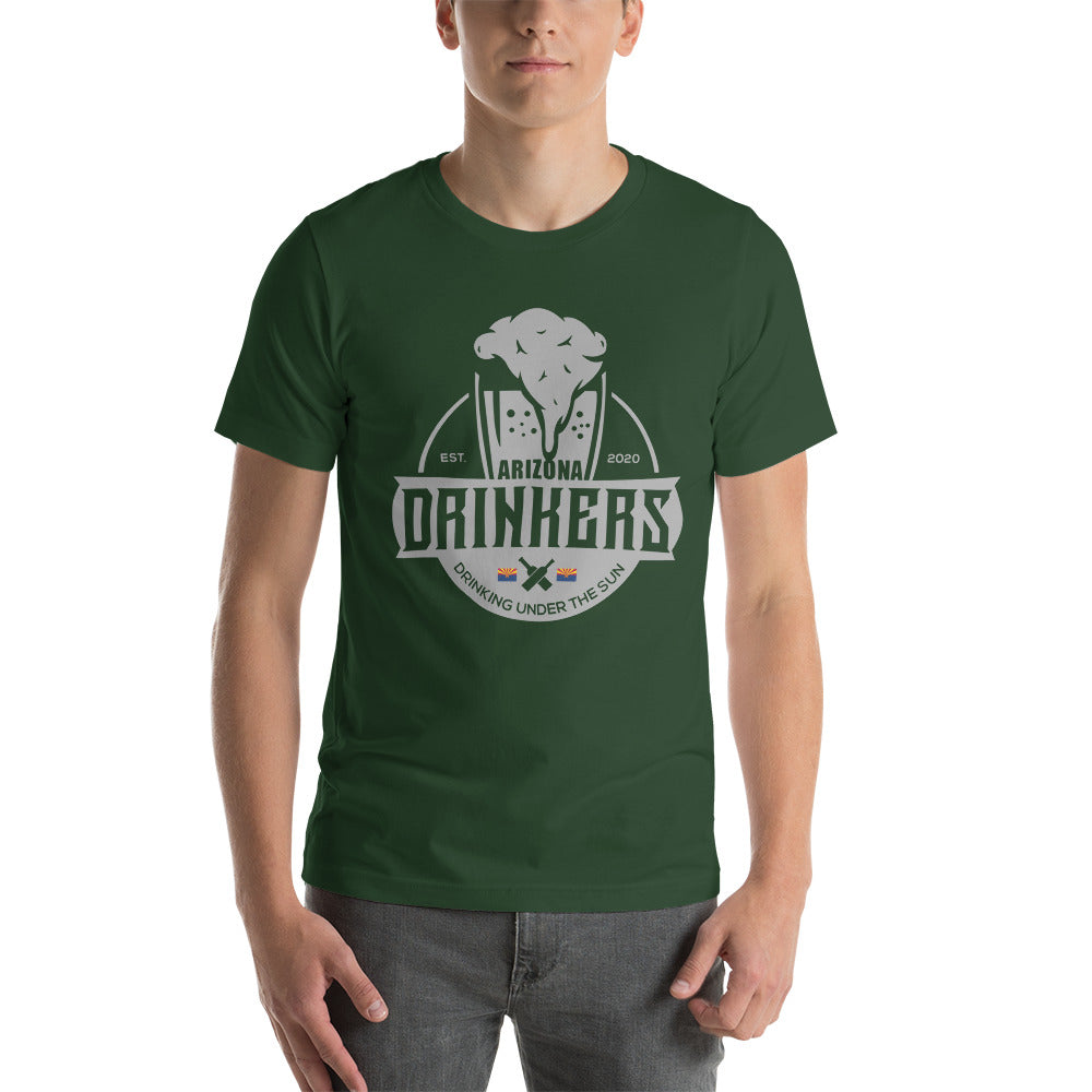 Short-sleeve unisex t-shirt with Arizona Drinkers Logo On Front