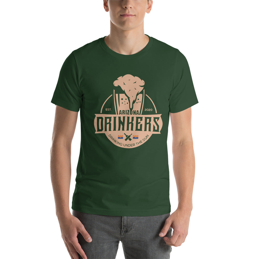 Short-sleeve unisex t-shirt with Arizona Drinkers Logo On Front