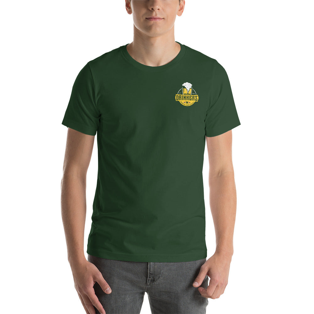 Unisex t-shirt with Arizona Drinkers Logo on Front and Drinkers Text on Back