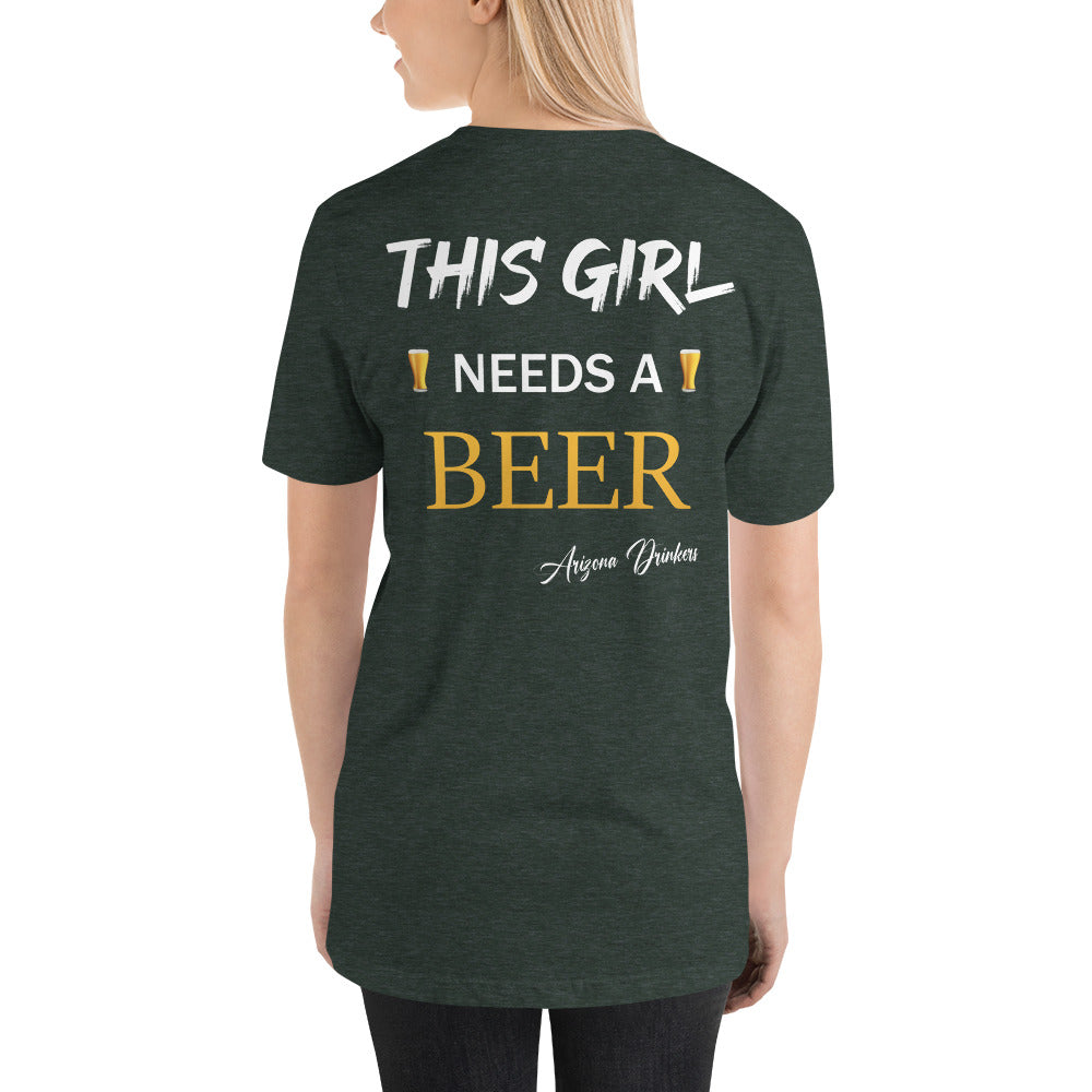 Unisex t-shirt with Arizona Drinkers logo on Front and Drinkers Text on Back