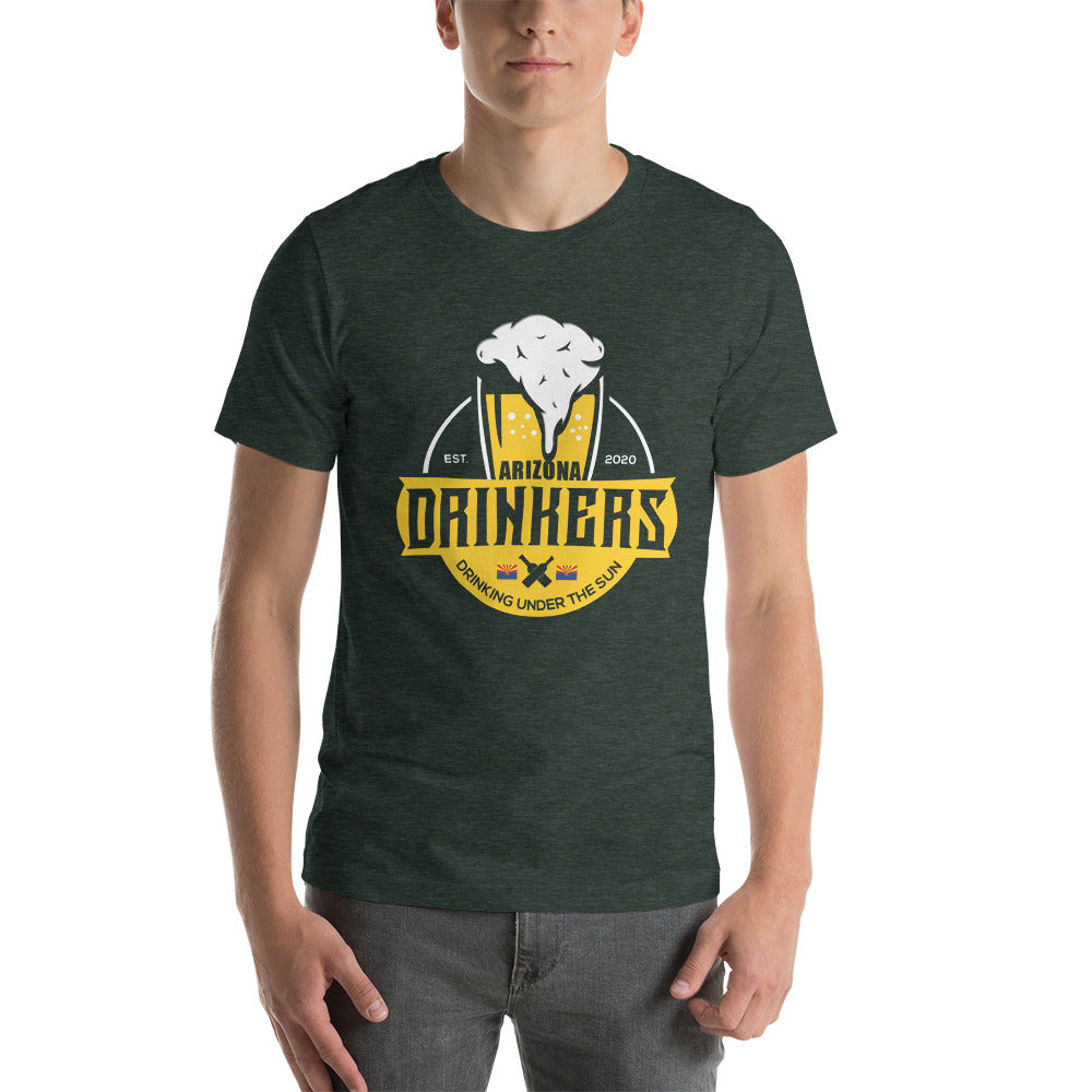 Short-sleeve unisex t-shirt with Arizona Drinkers Logo On Front