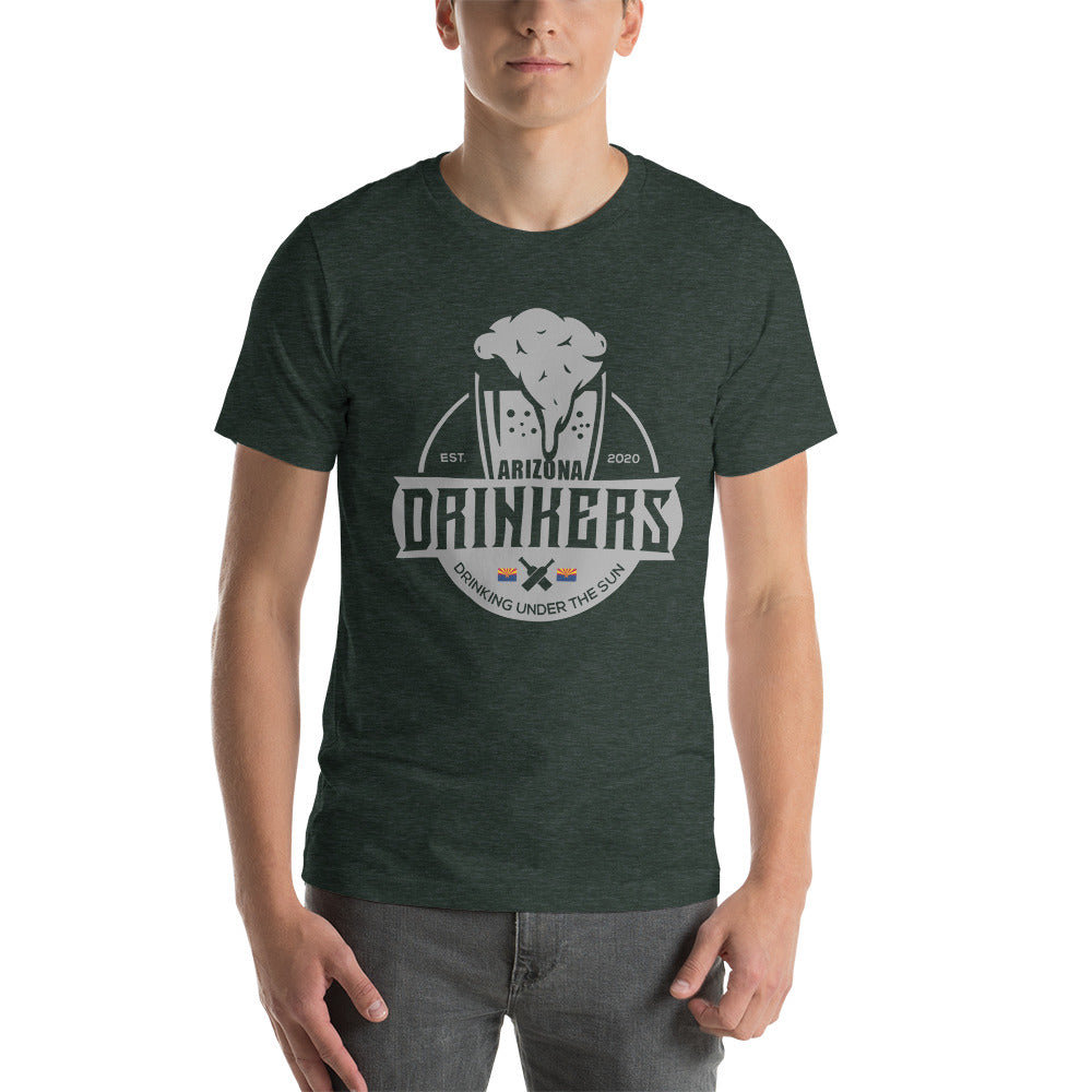 Short-sleeve unisex t-shirt with Arizona Drinkers Logo On Front