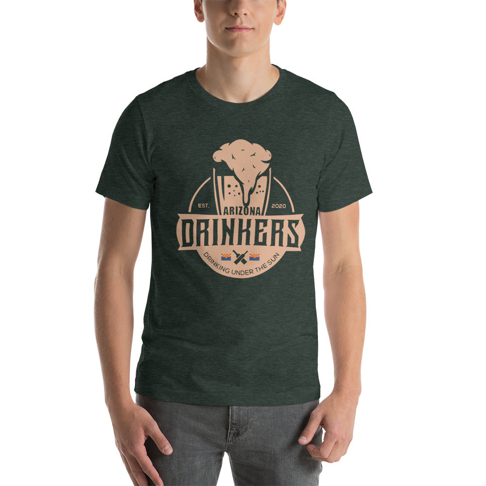 Short-sleeve unisex t-shirt with Arizona Drinkers Logo On Front