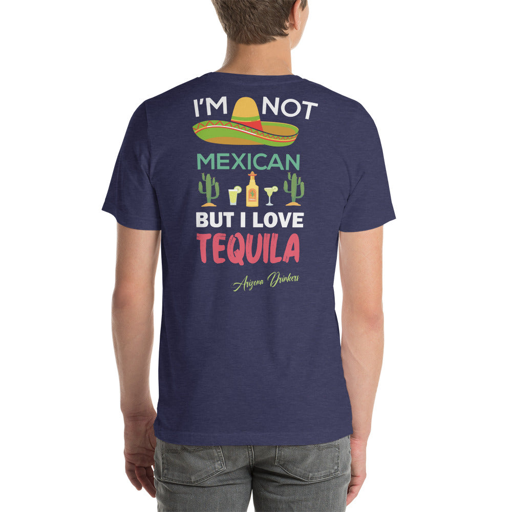 Short-sleeve unisex t-shirt with Arizona Drinkers Logo on Front and Drinkers Text on Back