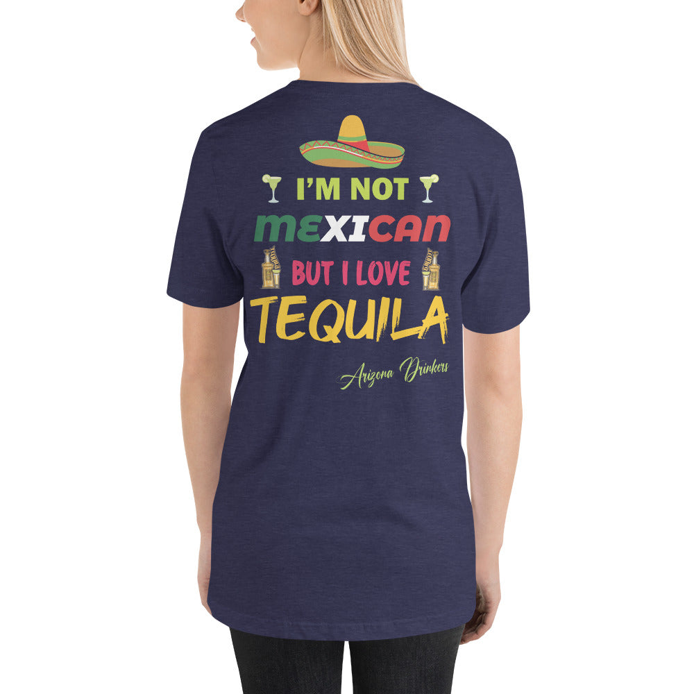 Short-sleeve unisex t-shirt with Arizona Drinkers logo on Front and Drinkers Text on Back