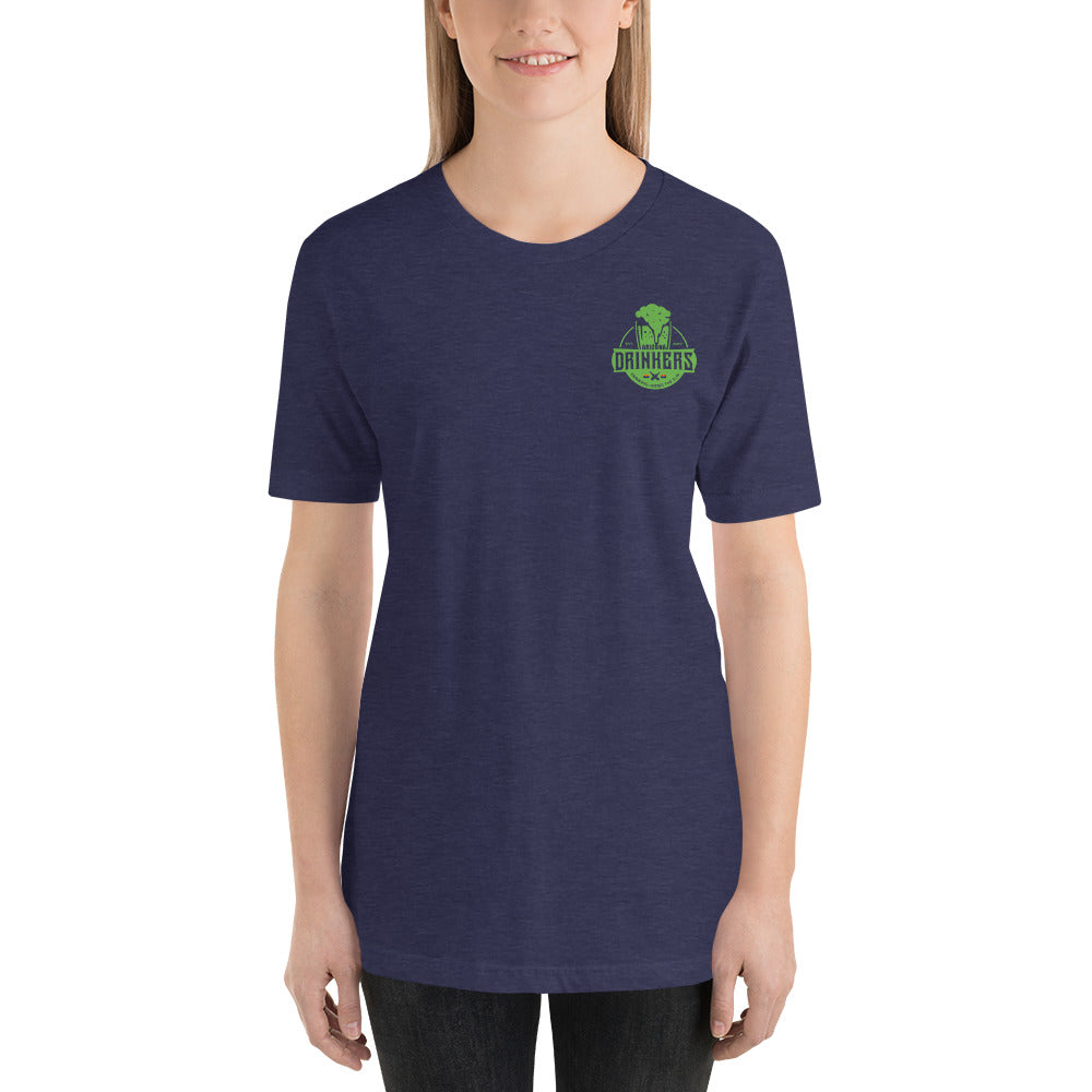Short-Sleeve Unisex T-Shirt with Arizona Drinkers logo on Front and St Patrick's Text on back