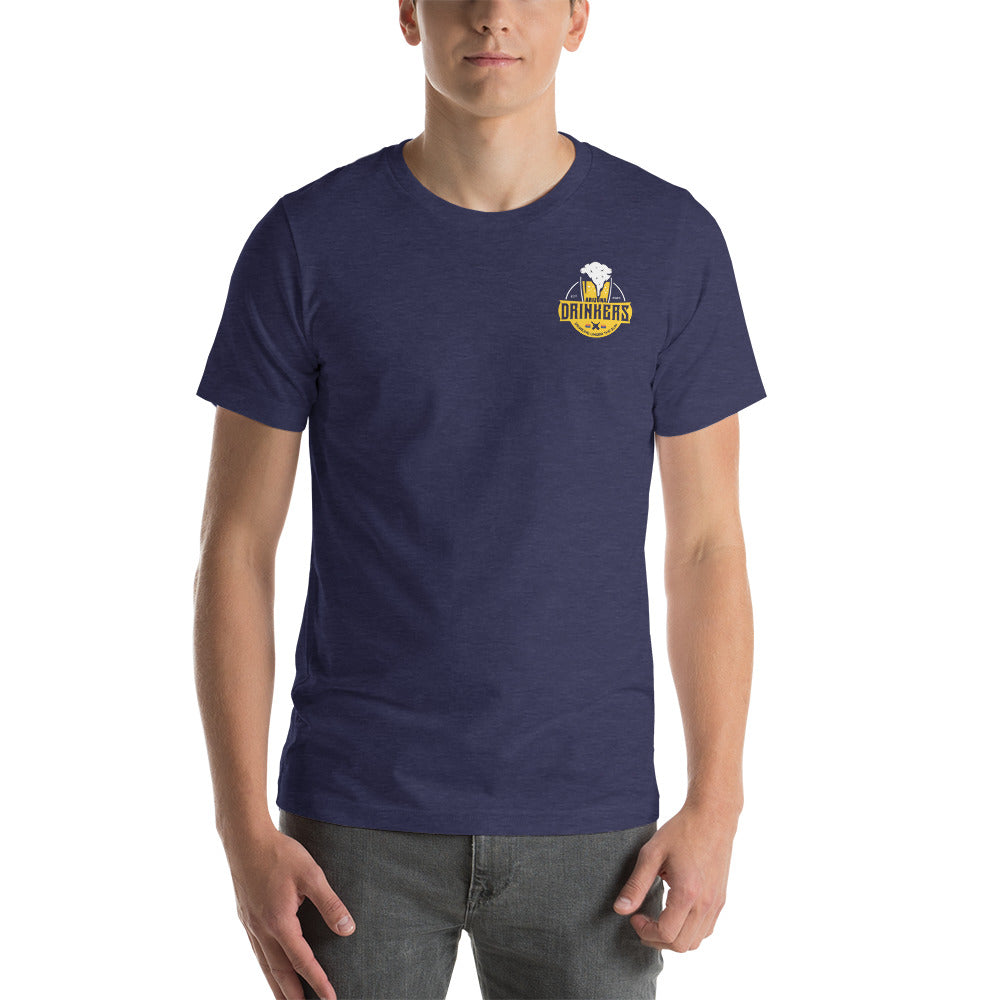 Unisex t-shirt with Arizona Drinkers Logo on Front and Drinkers Text on Back