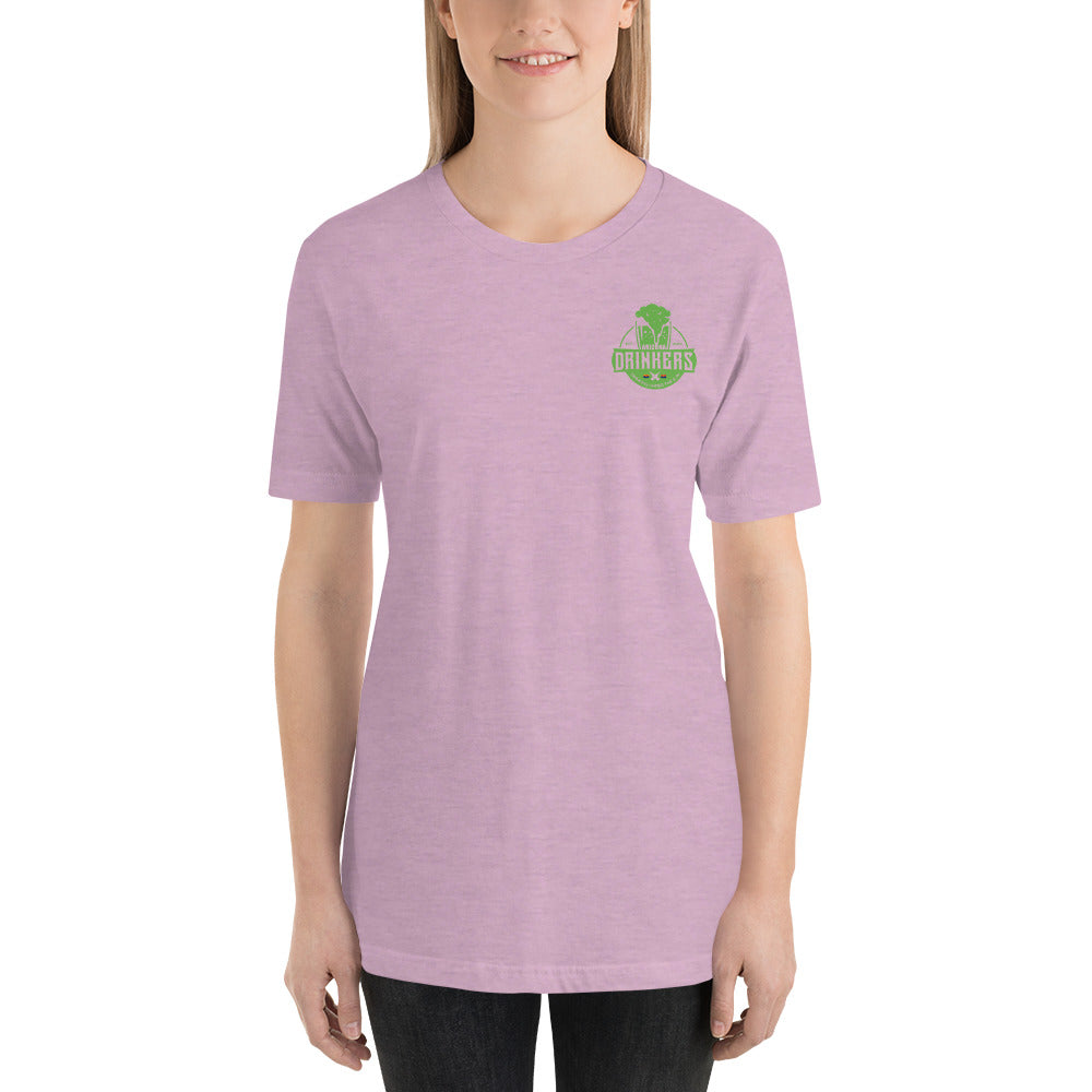 Short-Sleeve Unisex T-Shirt with Arizona Drinkers logo on Front and St Patrick's Text on back