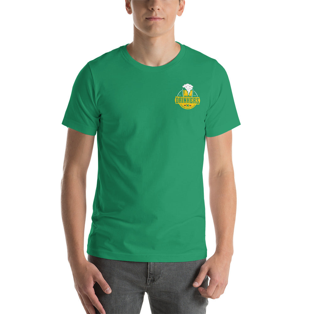 Short-Sleeve Unisex T-Shirt with Arizona Drinkers on Front and Drinkers Text on Back