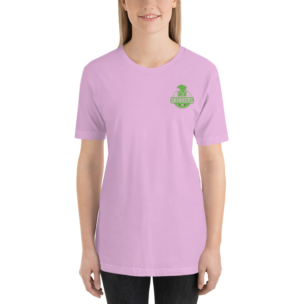 Short-Sleeve Unisex T-Shirt with Arizona Drinkers logo on Front and St Patrick's Text on back