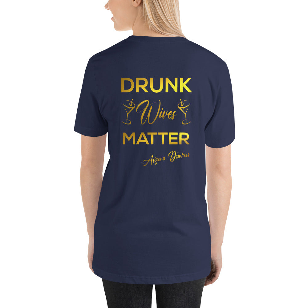 Short-Sleeve Unisex T-Shirt with Arizona Drinkers logo on Front and Drinkers Text on Back