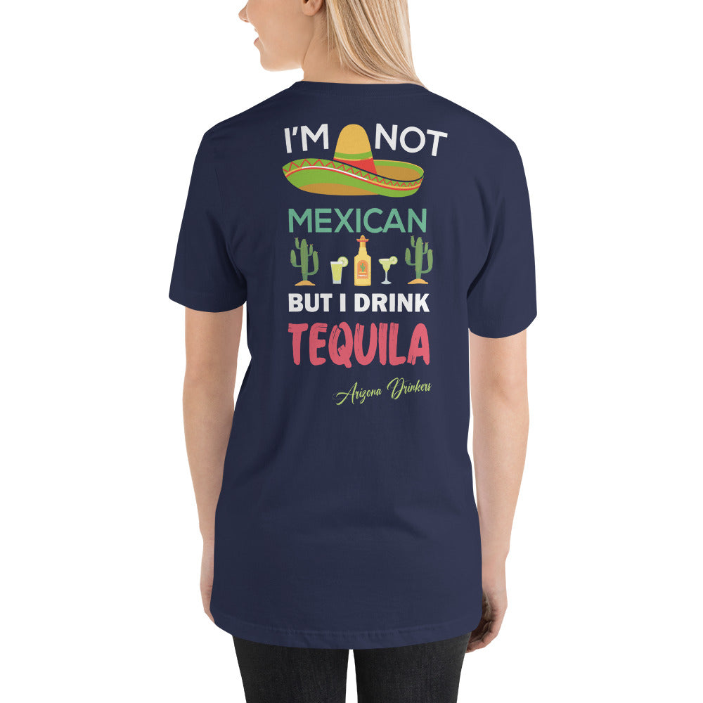 Short-sleeve unisex t-shirt with Arizona Drinkers logo on Front and Drinkers Text on Back