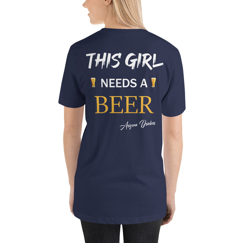 Unisex t-shirt with Arizona Drinkers logo on Front and Drinkers Text on Back