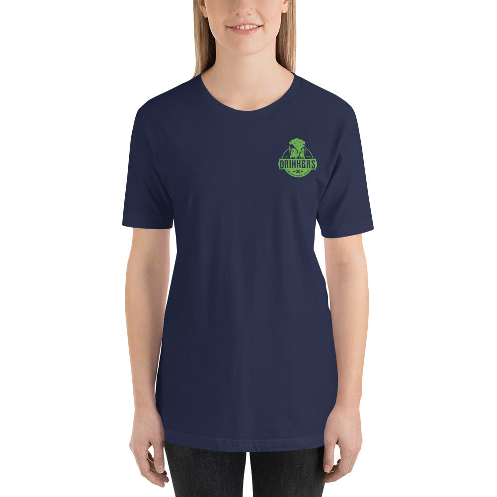 Short-Sleeve Unisex T-Shirt with Arizona Drinkers logo on Front and St Patrick's Text on back