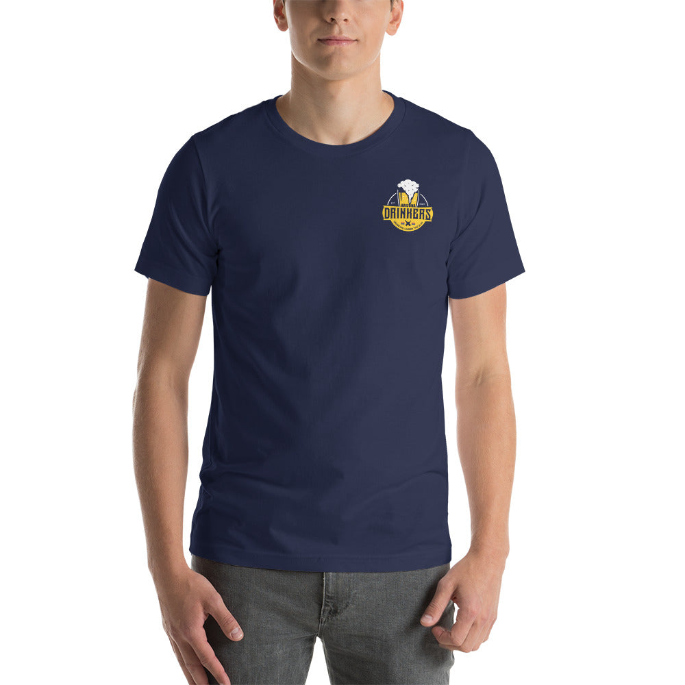 Unisex t-shirt with Arizona Drinkers Logo on Front and Drinkers Text on Back