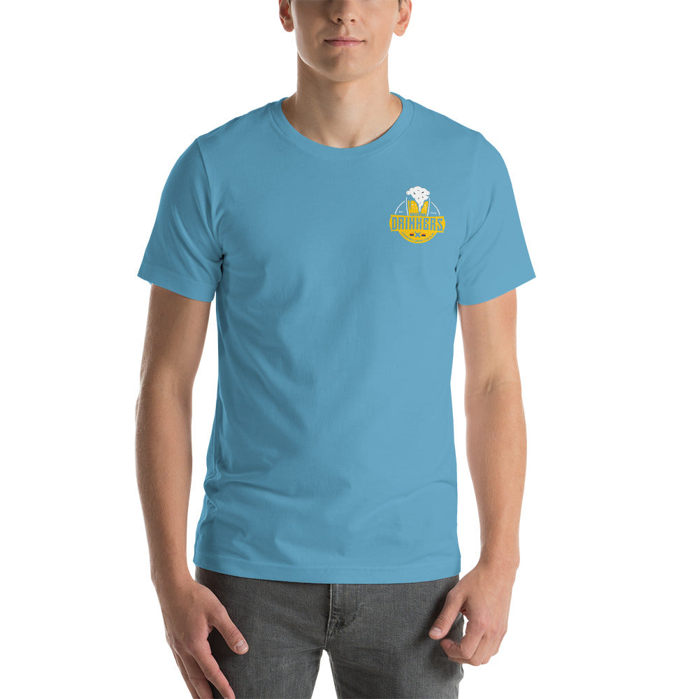 Short-Sleeve Unisex T-Shirt with Arizona Drinkers on Front and Drinkers Text on Back