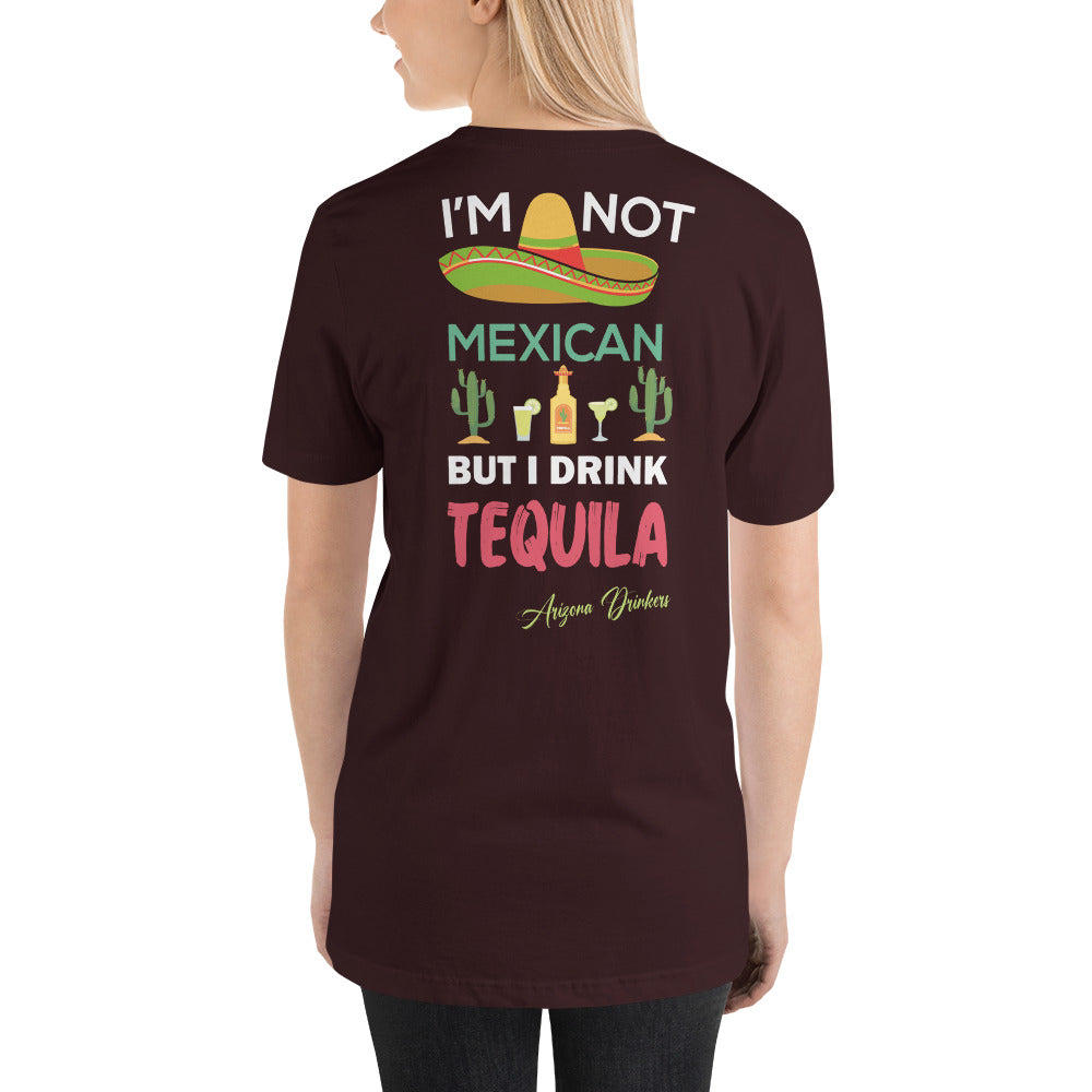 Short-sleeve unisex t-shirt with Arizona Drinkers logo on Front and Drinkers Text on Back