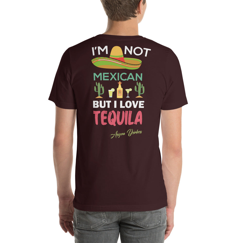 Short-sleeve unisex t-shirt with Arizona Drinkers Logo on Front and Drinkers Text on Back