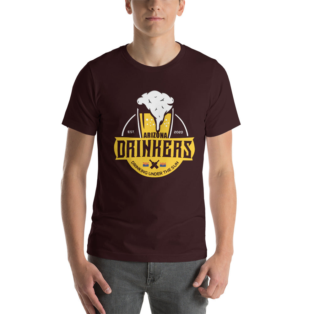 Short-sleeve unisex t-shirt with Arizona Drinkers Logo On Front